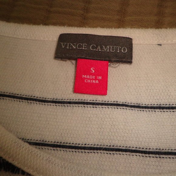 Vince Camuto Sleeveless Dress Pom Pom Hem Stripes Blue/Off Wht - Picture 13 of 14